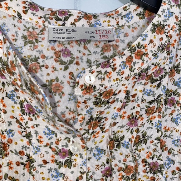 Zara Girl’s Long Sleeve Flowy Floral Blouse Size 11/12 - Picture 3 of 8